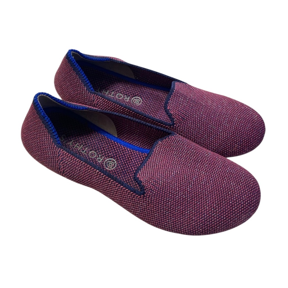 Rothy's Youth Little Girl Loafer Flats, Magenta/Silver, Size 1 Youth